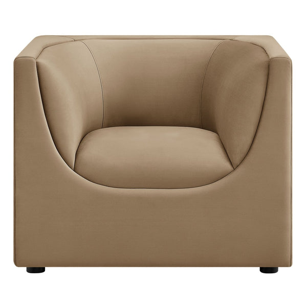 Modway Furniture Hilda Barrel Accent Chair Sculptural Velvet Lounge Seat for Contemporary Living Rooms Taupe EEI-7566-TAU