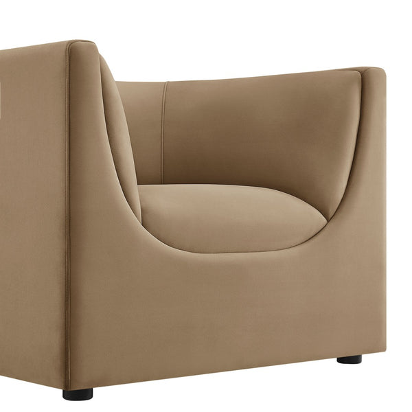 Modway Furniture Hilda Barrel Accent Chair Sculptural Velvet Lounge Seat for Contemporary Living Rooms Taupe EEI-7566-TAU