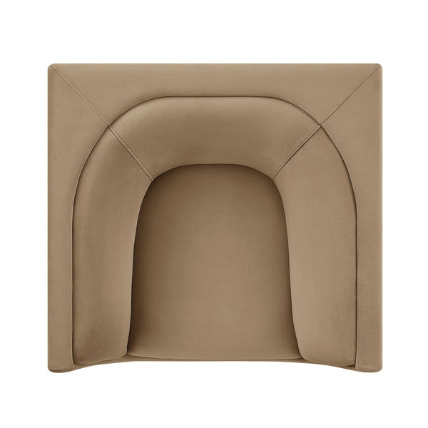Modway Furniture Hilda Barrel Accent Chair Sculptural Velvet Lounge Seat for Contemporary Living Rooms Taupe EEI-7566-TAU