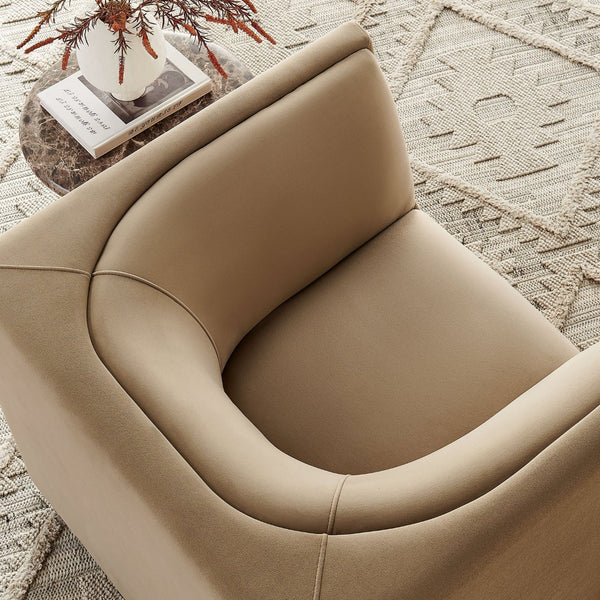 Modway Furniture Hilda Barrel Accent Chair Sculptural Velvet Lounge Seat for Contemporary Living Rooms Taupe EEI-7566-TAU