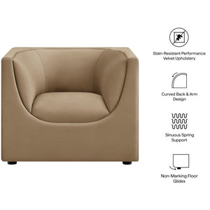 Modway Furniture Hilda Barrel Accent Chair Sculptural Velvet Lounge Seat for Contemporary Living Rooms Taupe EEI-7566-TAU