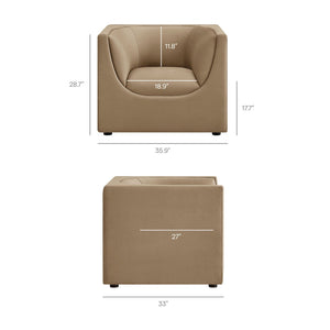 Modway Furniture Hilda Barrel Accent Chair Sculptural Velvet Lounge Seat for Contemporary Living Rooms Taupe EEI-7566-TAU