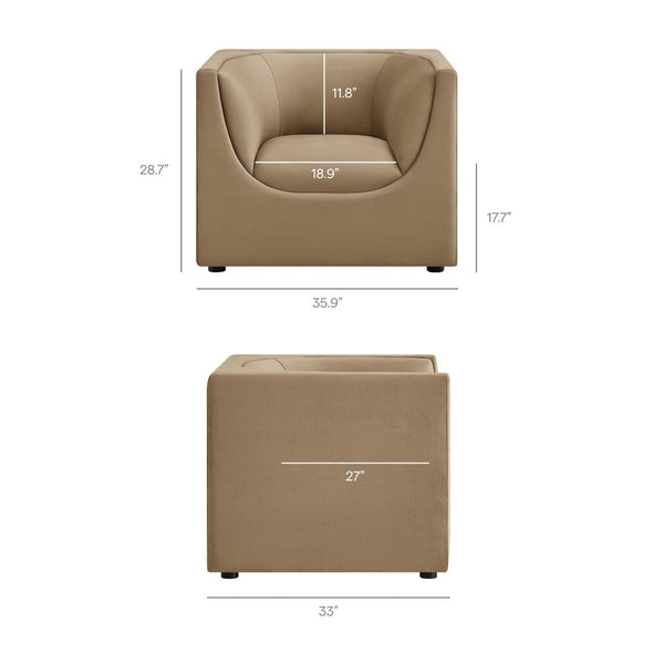 Modway Furniture Hilda Barrel Accent Chair Sculptural Velvet Lounge Seat for Contemporary Living Rooms Taupe EEI-7566-TAU