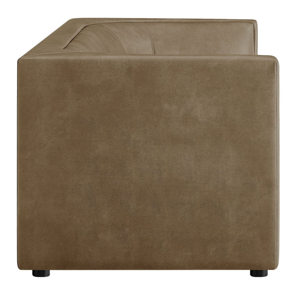 Modway Furniture Hilda Sculptural Curved Sofa with Pebbled Vegan Leather for Modern Living Rooms Mushroom EEI-7567-MUS