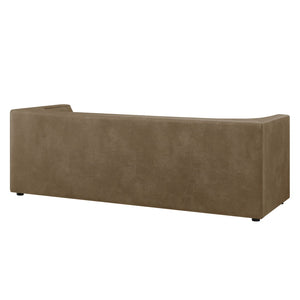 Modway Furniture Hilda Sculptural Curved Sofa with Pebbled Vegan Leather for Modern Living Rooms Mushroom EEI-7567-MUS
