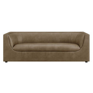 Modway Furniture Hilda Sculptural Curved Sofa with Pebbled Vegan Leather for Modern Living Rooms Mushroom EEI-7567-MUS
