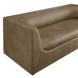 Modway Furniture Hilda Sculptural Curved Sofa with Pebbled Vegan Leather for Modern Living Rooms Mushroom EEI-7567-MUS