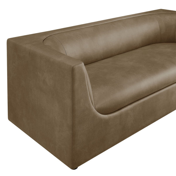 Modway Furniture Hilda Sculptural Curved Sofa with Pebbled Vegan Leather for Modern Living Rooms Mushroom EEI-7567-MUS