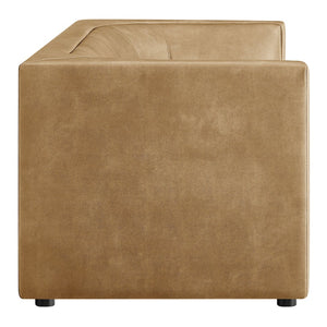 Modway Furniture Hilda Sculptural Curved Sofa with Pebbled Vegan Leather for Modern Living Rooms Toast EEI-7567-TST