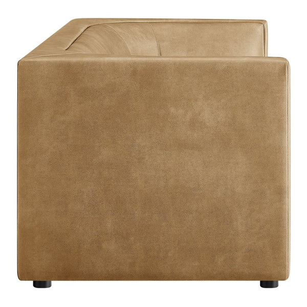 Modway Furniture Hilda Sculptural Curved Sofa with Pebbled Vegan Leather for Modern Living Rooms Toast EEI-7567-TST