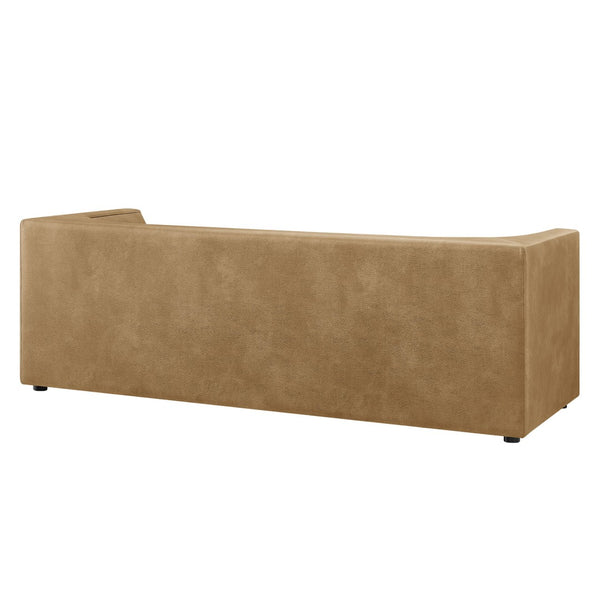 Modway Furniture Hilda Sculptural Curved Sofa with Pebbled Vegan Leather for Modern Living Rooms Toast EEI-7567-TST