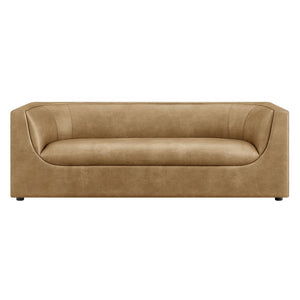Modway Furniture Hilda Sculptural Curved Sofa with Pebbled Vegan Leather for Modern Living Rooms Toast EEI-7567-TST