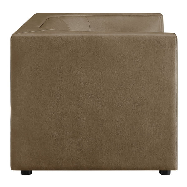 Modway Furniture Hilda Curved Vegan Leather Loveseat with Sculptural Wraparound Back for Modern Living Rooms Mushroom EEI-7568-MUS
