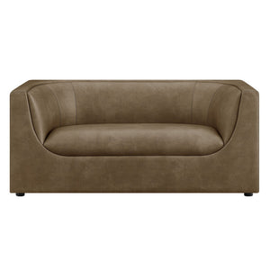 Modway Furniture Hilda Curved Vegan Leather Loveseat with Sculptural Wraparound Back for Modern Living Rooms Mushroom EEI-7568-MUS