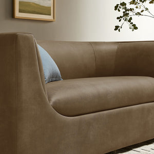 Modway Furniture Hilda Curved Vegan Leather Loveseat with Sculptural Wraparound Back for Modern Living Rooms Mushroom EEI-7568-MUS