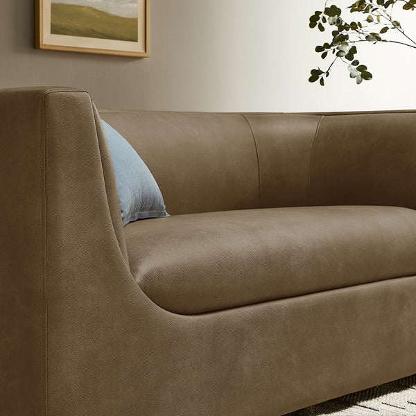 Modway Furniture Hilda Curved Vegan Leather Loveseat with Sculptural Wraparound Back for Modern Living Rooms Mushroom EEI-7568-MUS