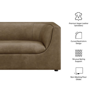Modway Furniture Hilda Curved Vegan Leather Loveseat with Sculptural Wraparound Back for Modern Living Rooms Mushroom EEI-7568-MUS