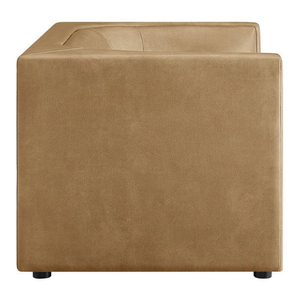 Modway Furniture Hilda Curved Vegan Leather Loveseat with Sculptural Wraparound Back for Modern Living Rooms Toast EEI-7568-TST