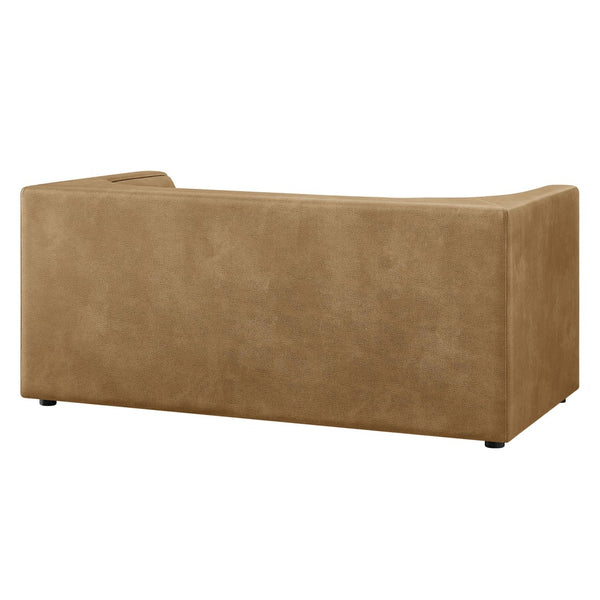 Modway Furniture Hilda Curved Vegan Leather Loveseat with Sculptural Wraparound Back for Modern Living Rooms Toast EEI-7568-TST