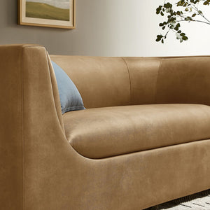 Modway Furniture Hilda Curved Vegan Leather Loveseat with Sculptural Wraparound Back for Modern Living Rooms Toast EEI-7568-TST