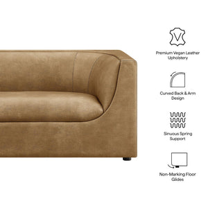 Modway Furniture Hilda Curved Vegan Leather Loveseat with Sculptural Wraparound Back for Modern Living Rooms Toast EEI-7568-TST