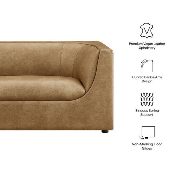 Modway Furniture Hilda Curved Vegan Leather Loveseat with Sculptural Wraparound Back for Modern Living Rooms Toast EEI-7568-TST