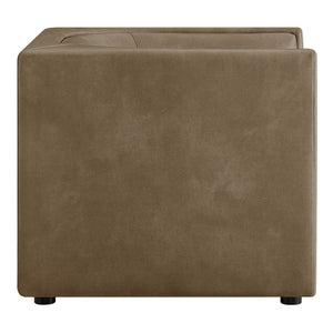 Modway Furniture Hilda Sculptural Lounge Chair with Pebbled Vegan Leather and Curved Wraparound Arms Mushroom EEI-7569-MUS
