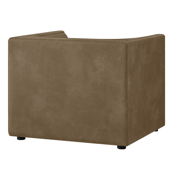 Modway Furniture Hilda Sculptural Lounge Chair with Pebbled Vegan Leather and Curved Wraparound Arms Mushroom EEI-7569-MUS