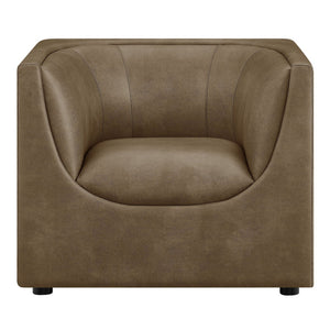 Modway Furniture Hilda Sculptural Lounge Chair with Pebbled Vegan Leather and Curved Wraparound Arms Mushroom EEI-7569-MUS