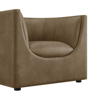 Modway Furniture Hilda Sculptural Lounge Chair with Pebbled Vegan Leather and Curved Wraparound Arms Mushroom EEI-7569-MUS