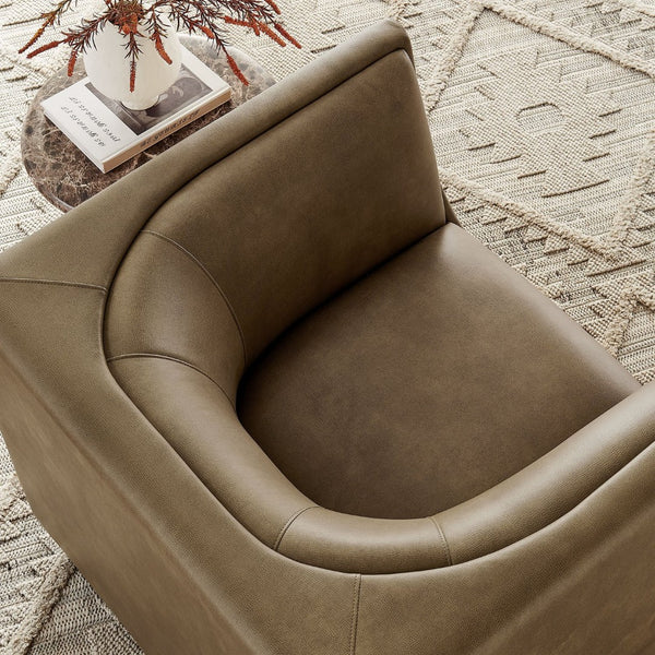 Modway Furniture Hilda Sculptural Lounge Chair with Pebbled Vegan Leather and Curved Wraparound Arms Mushroom EEI-7569-MUS