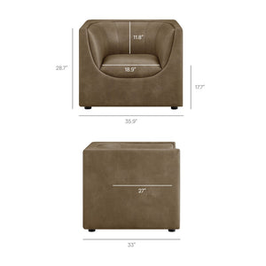 Modway Furniture Hilda Sculptural Lounge Chair with Pebbled Vegan Leather and Curved Wraparound Arms Mushroom EEI-7569-MUS