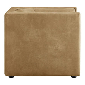 Modway Furniture Hilda Sculptural Lounge Chair with Pebbled Vegan Leather and Curved Wraparound Arms Toast EEI-7569-TST