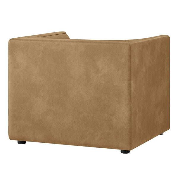 Modway Furniture Hilda Sculptural Lounge Chair with Pebbled Vegan Leather and Curved Wraparound Arms Toast EEI-7569-TST