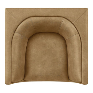 Modway Furniture Hilda Sculptural Lounge Chair with Pebbled Vegan Leather and Curved Wraparound Arms Toast EEI-7569-TST