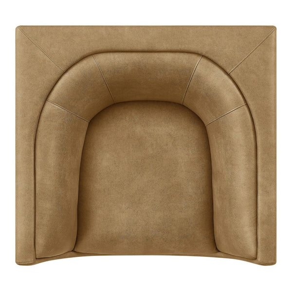 Modway Furniture Hilda Sculptural Lounge Chair with Pebbled Vegan Leather and Curved Wraparound Arms Toast EEI-7569-TST