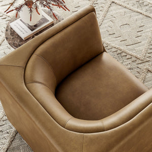 Modway Furniture Hilda Sculptural Lounge Chair with Pebbled Vegan Leather and Curved Wraparound Arms Toast EEI-7569-TST