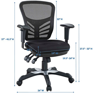 Modway Furniture Articulate Mesh Office Chair – Ergonomic Design for Ultimate Comfort, Adjustable Features & Mobility Black EEI-757-BLK