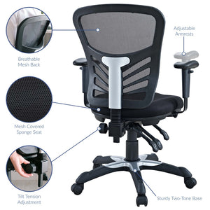 Modway Furniture Articulate Mesh Office Chair – Ergonomic Design for Ultimate Comfort, Adjustable Features & Mobility Black EEI-757-BLK