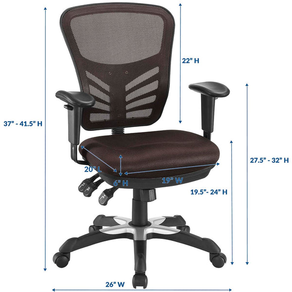 Modway Furniture Articulate Mesh Office Chair – Ergonomic Design for Ultimate Comfort, Adjustable Features & Mobility Brown EEI-757-BRN