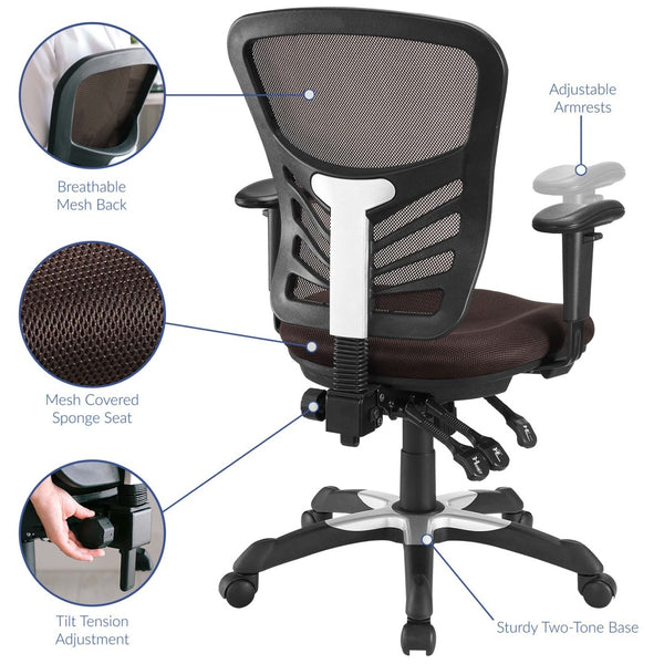 Modway Furniture Articulate Mesh Office Chair – Ergonomic Design for Ultimate Comfort, Adjustable Features & Mobility Brown EEI-757-BRN
