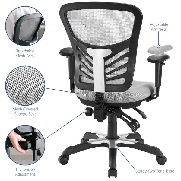 Modway Furniture Articulate Mesh Office Chair – Ergonomic Design for Ultimate Comfort, Adjustable Features & Mobility Gray EEI-757-GRY