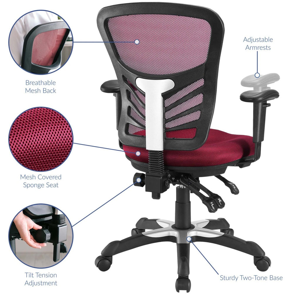 Modway Furniture Articulate Mesh Office Chair – Ergonomic Design for Ultimate Comfort, Adjustable Features & Mobility Red EEI-757-RED