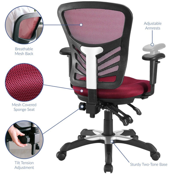 Modway Furniture Articulate Mesh Office Chair – Ergonomic Design for Ultimate Comfort, Adjustable Features & Mobility Red EEI-757-RED