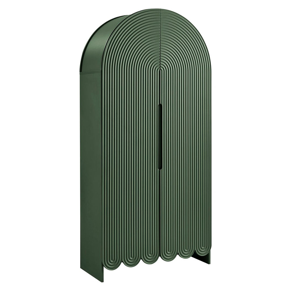 Modway Furniture Dahlia 78 Inch Fluted Arched Storage Cabinet - Elegant Design with Ample Space for Any Room Hunter Green EEI-7570-HGR