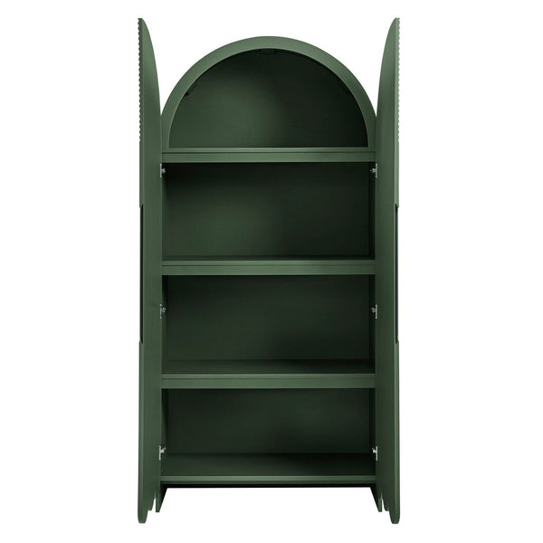 Modway Furniture Dahlia 78 Inch Fluted Arched Storage Cabinet - Elegant Design with Ample Space for Any Room Hunter Green EEI-7570-HGR