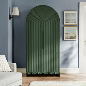 Modway Furniture Dahlia 78 Inch Fluted Arched Storage Cabinet - Elegant Design with Ample Space for Any Room Hunter Green EEI-7570-HGR