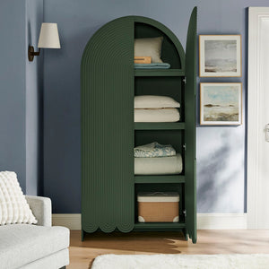 Modway Furniture Dahlia 78 Inch Fluted Arched Storage Cabinet - Elegant Design with Ample Space for Any Room Hunter Green EEI-7570-HGR