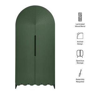 Modway Furniture Dahlia 78 Inch Fluted Arched Storage Cabinet - Elegant Design with Ample Space for Any Room Hunter Green EEI-7570-HGR