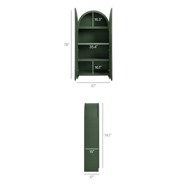Modway Furniture Dahlia 78 Inch Fluted Arched Storage Cabinet - Elegant Design with Ample Space for Any Room Hunter Green EEI-7570-HGR